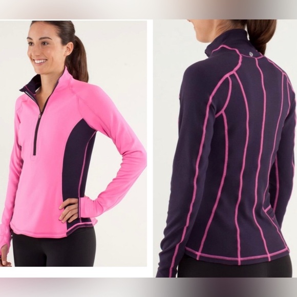 🍋 Lululemon 4 half zip jacket Reversible Run U-Turn pink purple half zip up - Picture 1 of 11